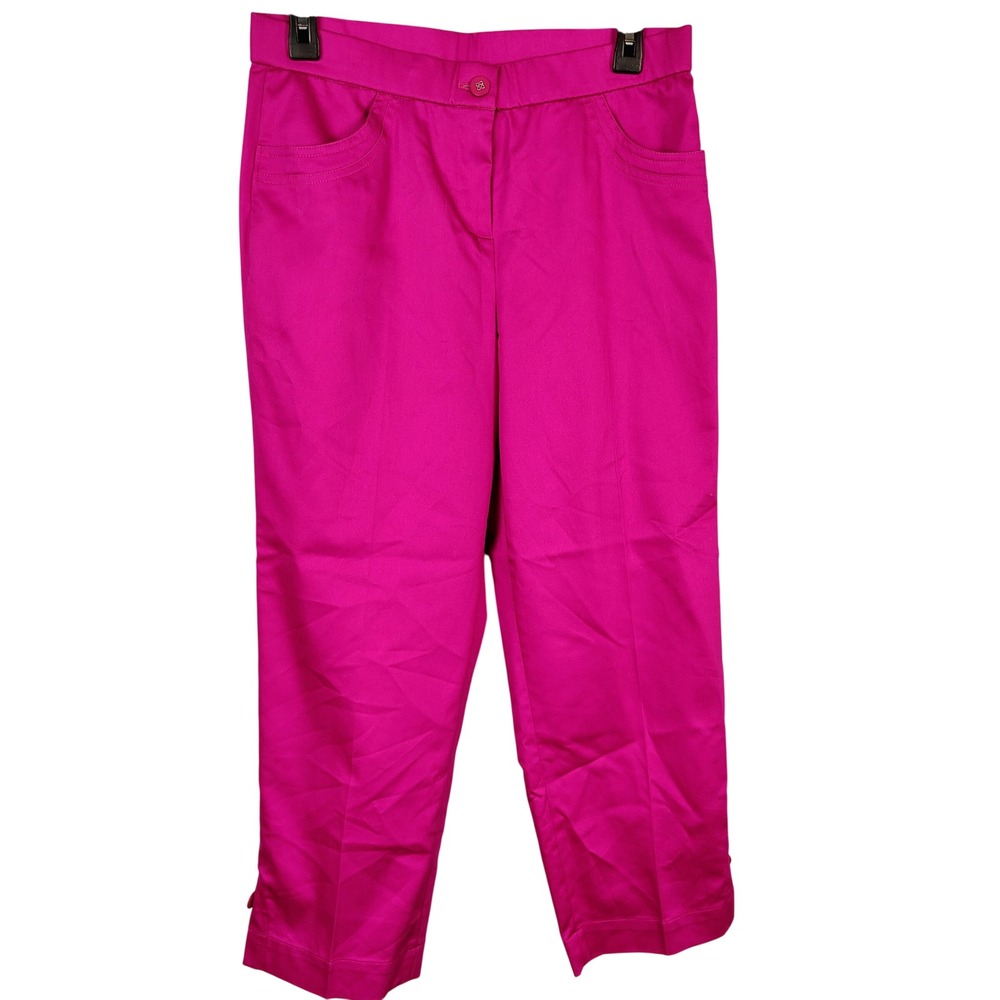 Womens SZ 6 a la carte Hot Pink Cropped Capri Pants Fuchsia Barbiecore Cotton‎